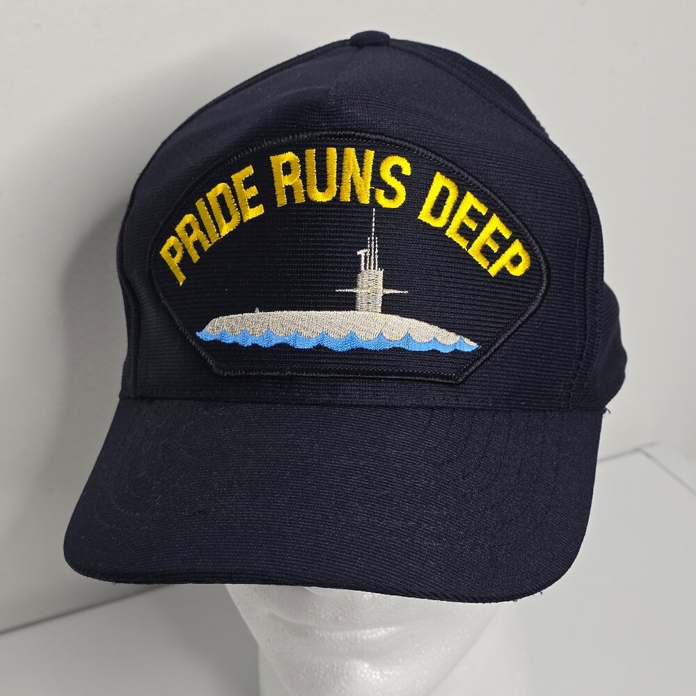 US Navy Pride Runs Deep Submarine Military Hat Cap Eagle Crest Made in USA OSFA